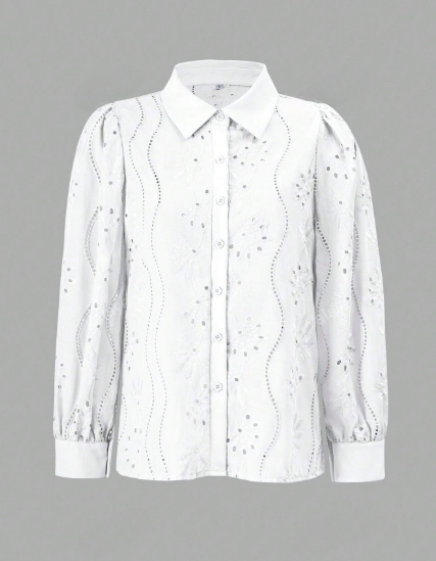 Blusa bohemia manga larga en ojalillo para mujer
