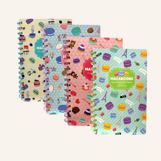 Cuaderno argollado estampado macarrones
