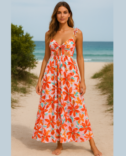 Vestido tipo Top con espalda descubierta y estampado floral