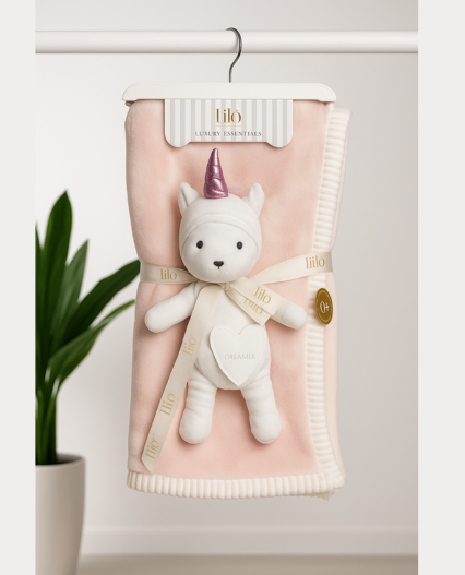 Manta de Bebé con Peluche de Unicornio para bebe niña Marca Little Me