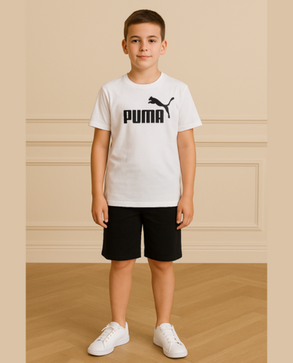 Camiseta Puma para niño con estampado logo y medias color blanco