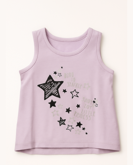 Camiseta sin mangas para niña estampada marca losan lila