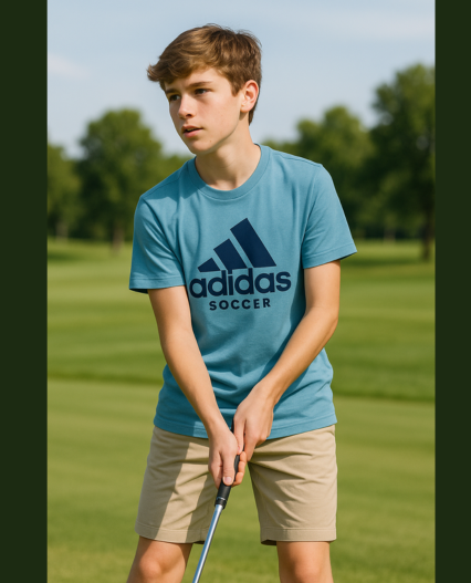 Camiseta adidas azul para niño con estampado Logo