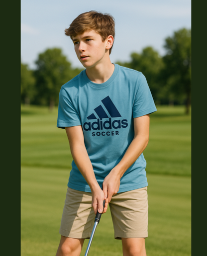 Camiseta adidas azul para niño con estampado Logo