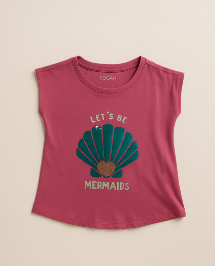 Blusa de Niña con aplique recamado mermaid para niña marca Losan