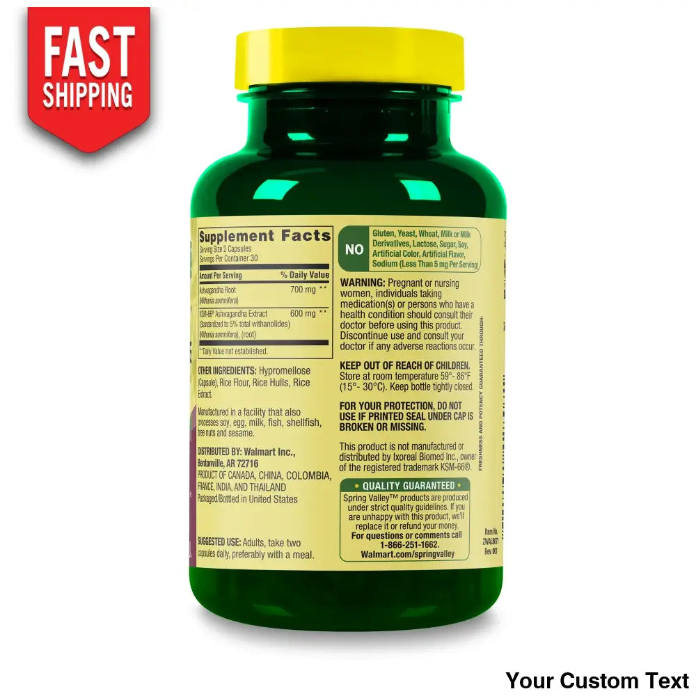 Ashwaghanda Extra Strenght 1300 Mg X 60 Pastillas Marca Spring Valley Suplementos Y Vitaminas