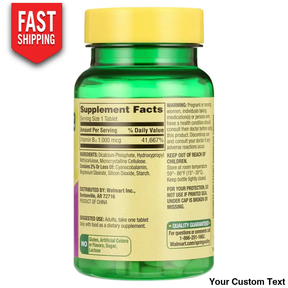 B-12 De 1000 Mcg Marca Spring Valley X 60 Pastillas Suplementos Y Vitaminas