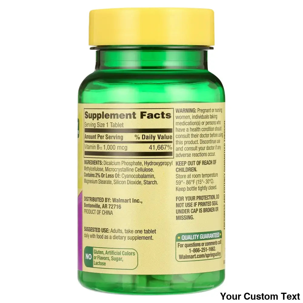 B-12 De 1000 Mcg Marca Spring Valley X 60 Pastillas Suplementos Y Vitaminas
