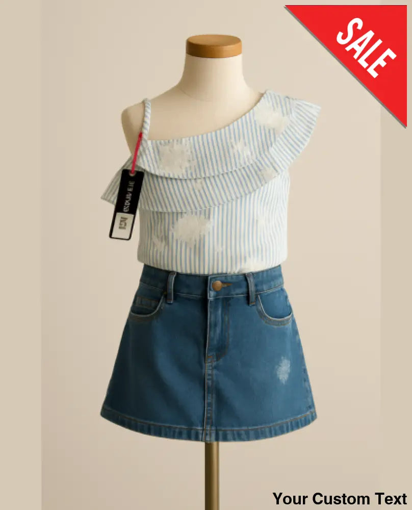 Blusa para niña de un hombro estampada con detalles de boleros 2 Blusa