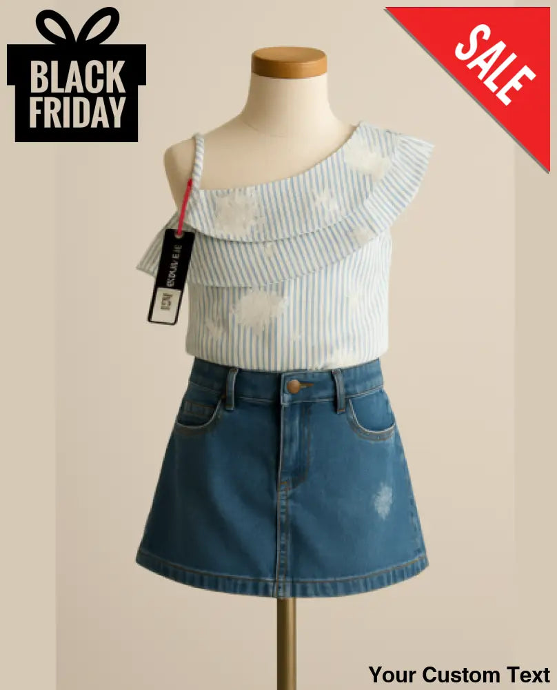 Blusa para niña de un hombro estampada con detalles de boleros 2 Blusa