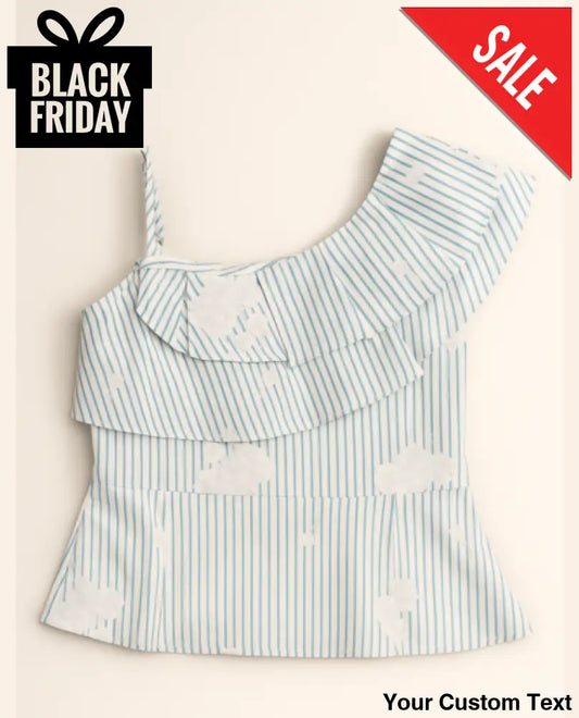 Blusa para niña de un hombro estampada con detalles de boleros 2 Blusa