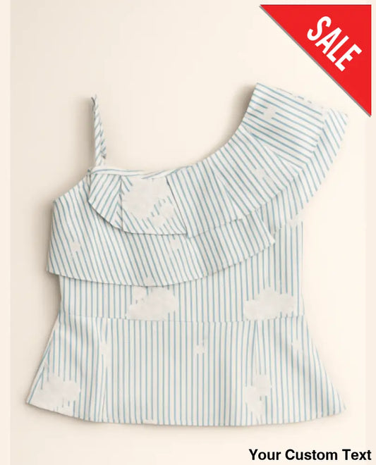 Blusa para niña de un hombro estampada con detalles de boleros 2 Blusa