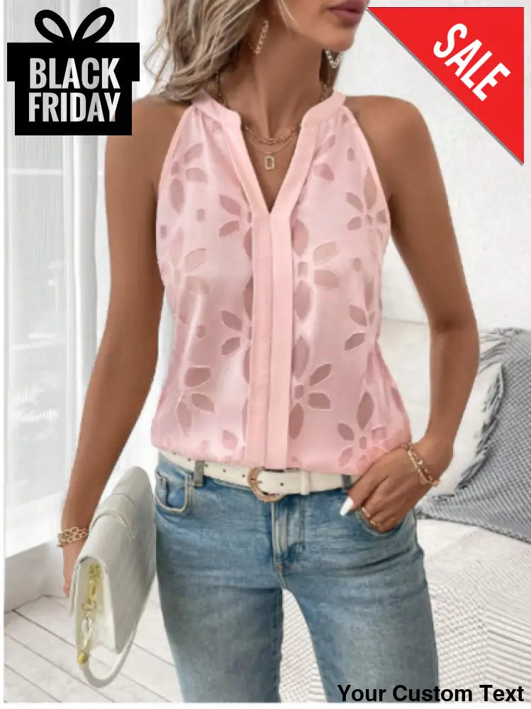 Blusa sin mangas cuello en V en gaza flores para mujer Blusa