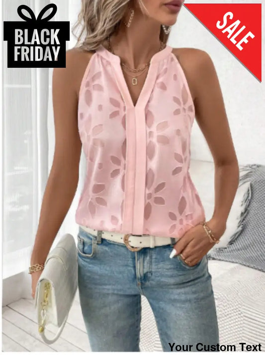 Blusa sin mangas cuello en V en gaza flores para mujer Blusa