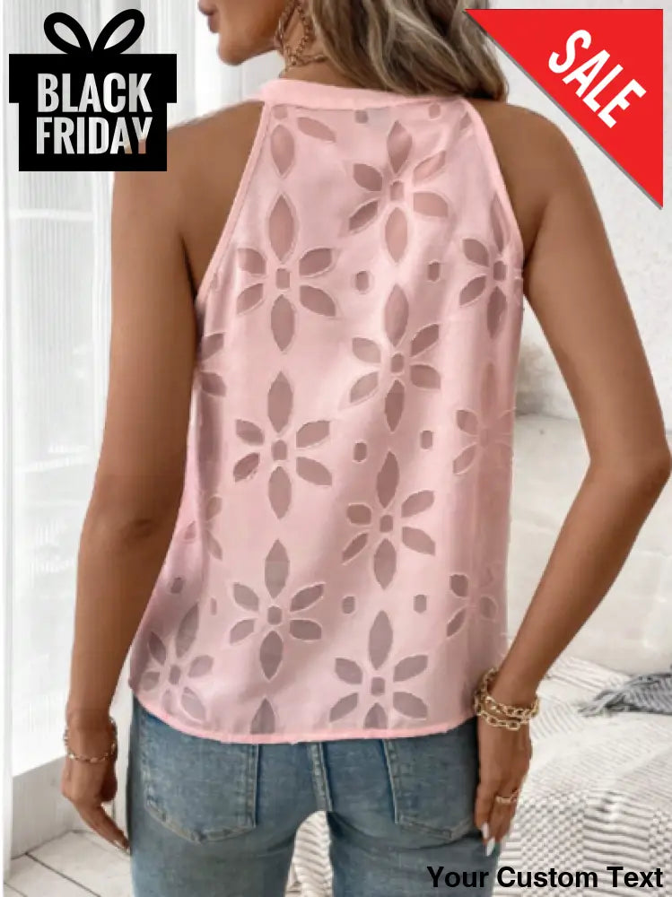 Blusa sin mangas cuello en V en gaza flores para mujer Blusa