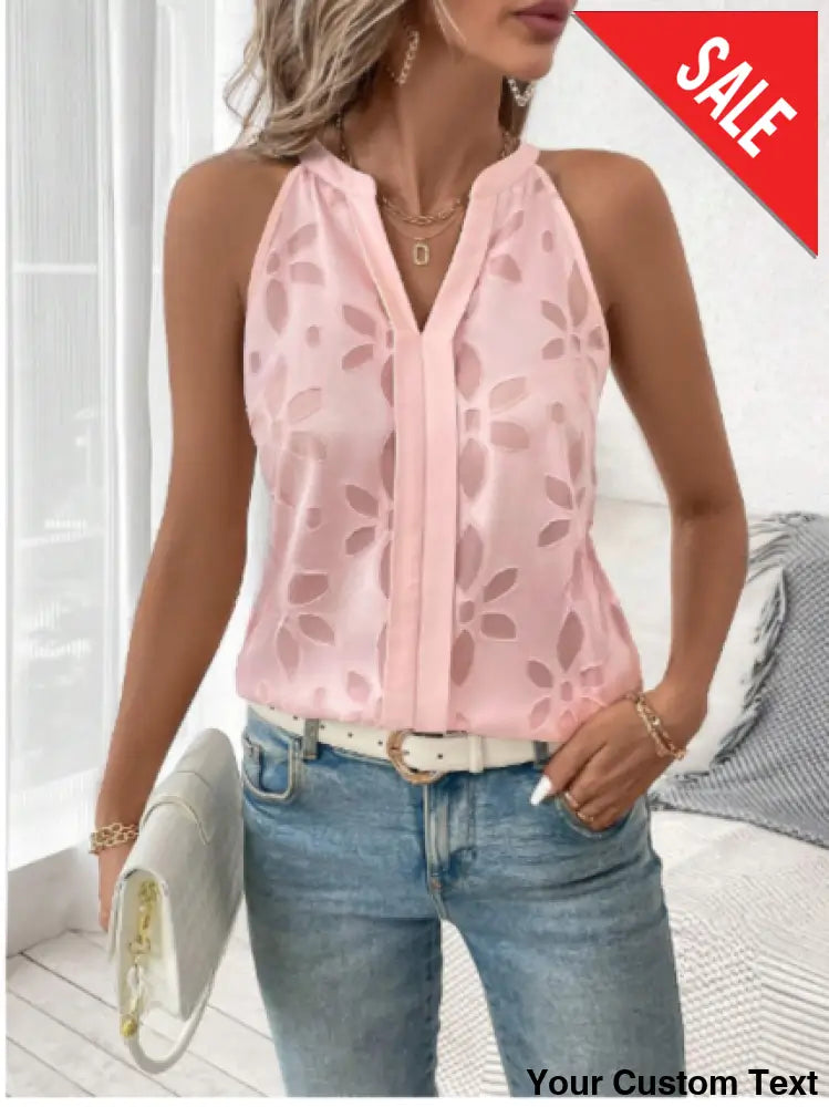 Blusa sin mangas cuello en V en gaza flores para mujer Blusa