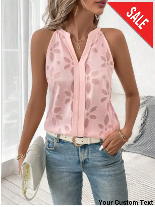 Blusa sin mangas cuello en V en gaza flores para mujer Blusa