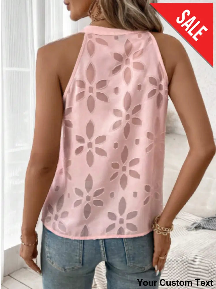 Blusa sin mangas cuello en V en gaza flores para mujer Blusa