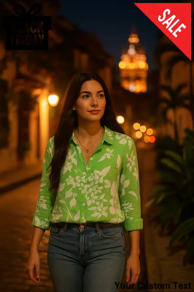 Camisa Para Mujer De Manga Larga Y Transpirable Con Cuello De Solapa De estampado Floral Camisa