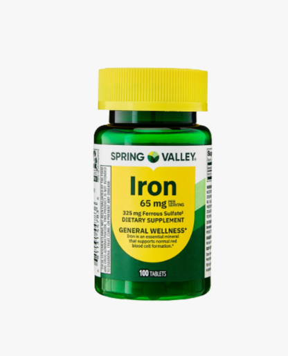 Iron 65 mg 325 mg Sulfato Ferroso Spring Valley