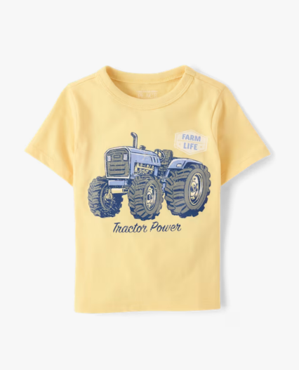 Camiseta estampada amarilla tractor marca Childrens Place