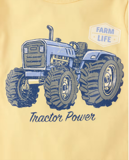 Camiseta estampada amarilla tractor marca Childrens Place