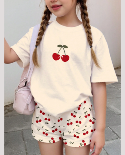Pijama estampado cerezas para niñas