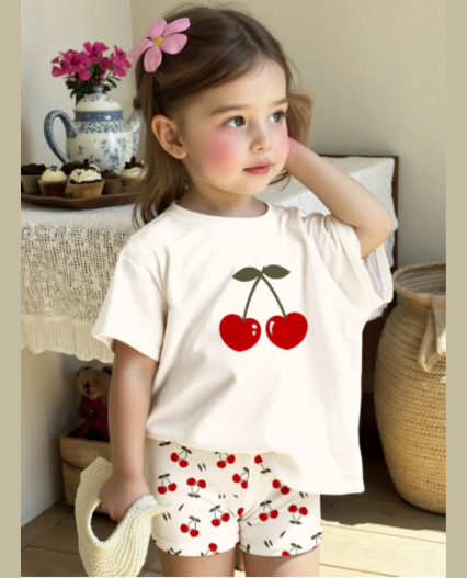 Pijama estampado cerezas para niñas