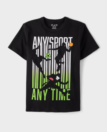 Camiseta estampada para niños marca Childrens Place negra