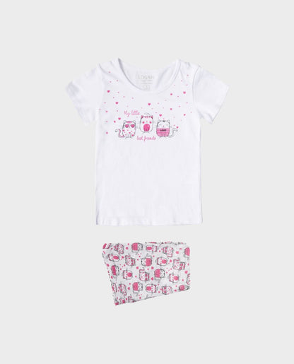 Pijama Gaticos para niña Marca Losan rosada