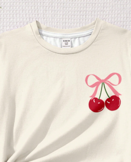 Pijama short para jovencitas estampado cerezas