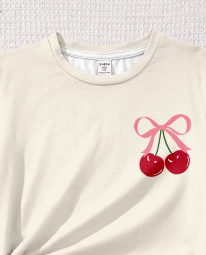 Pijama short para jovencitas estampado cerezas
