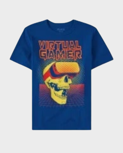 Camiseta azul estampada para niño marca childrens place
