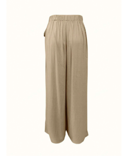 Pantalones bota ancha con lazo lateral y unicolor para mujer