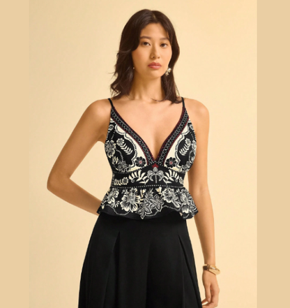 Blusa tiras estampada para mujer