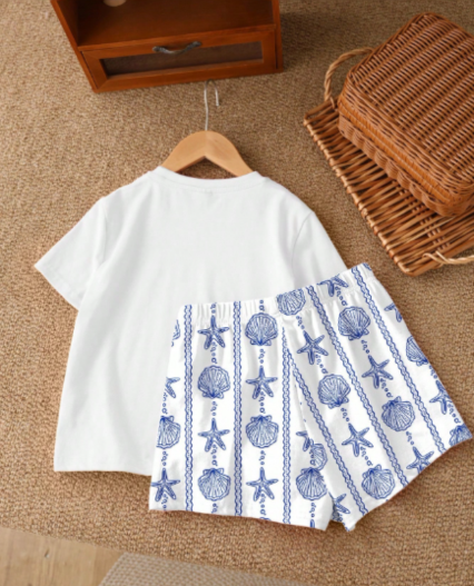 Pijama short para jovencitas estampado marino