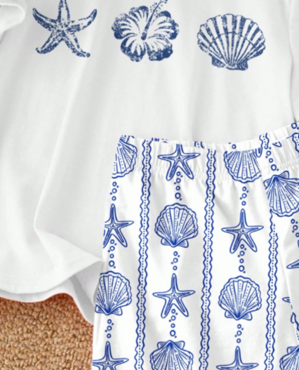 Pijama short para jovencitas estampado marino