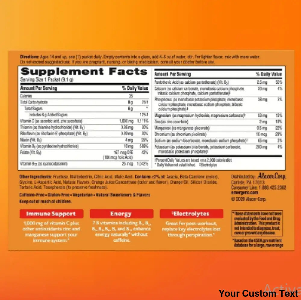 Emergen-C Daily Inmmune Support Suplemento De Vitamina C En Polvo X 30 Sobres. Suplementos Y
