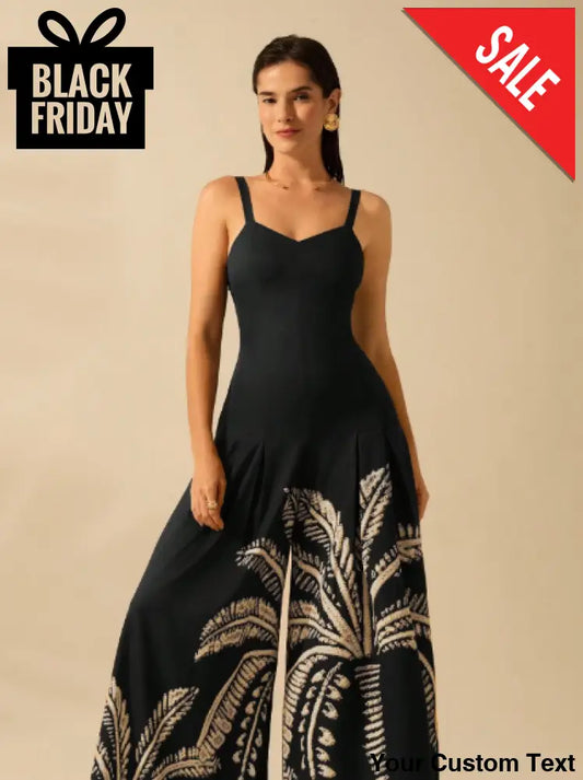 Enterizo bota ancha estampado negro de mujer Enterizo