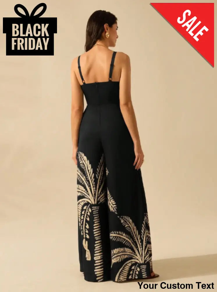 Enterizo bota ancha estampado negro de mujer Enterizo