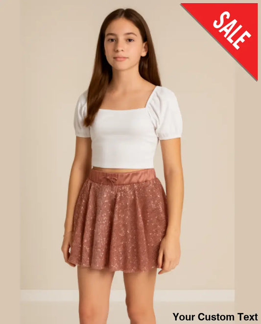 Falda Color oro rosa con Lentejuelas para Niña marca Mayoral 16 Falda