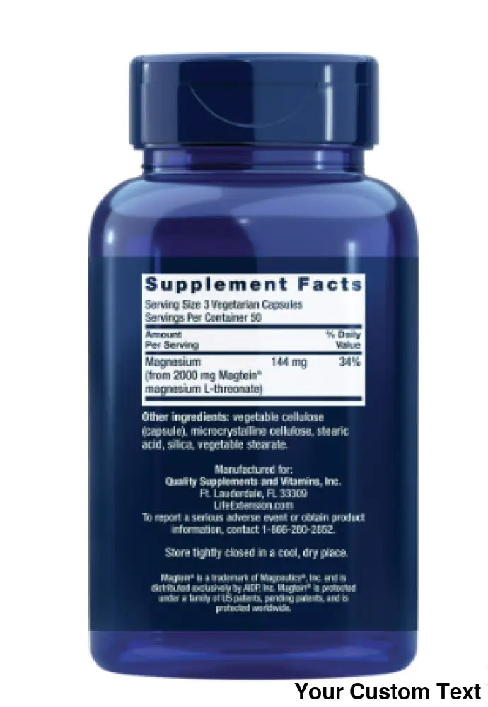 L-threonato de Magnesio marca Life Extension x 90 Pastillas 90 Capsulas Suplementos y Vitaminas