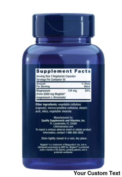 L-threonato de Magnesio marca Life Extension x 90 Pastillas 90 Capsulas Suplementos y Vitaminas