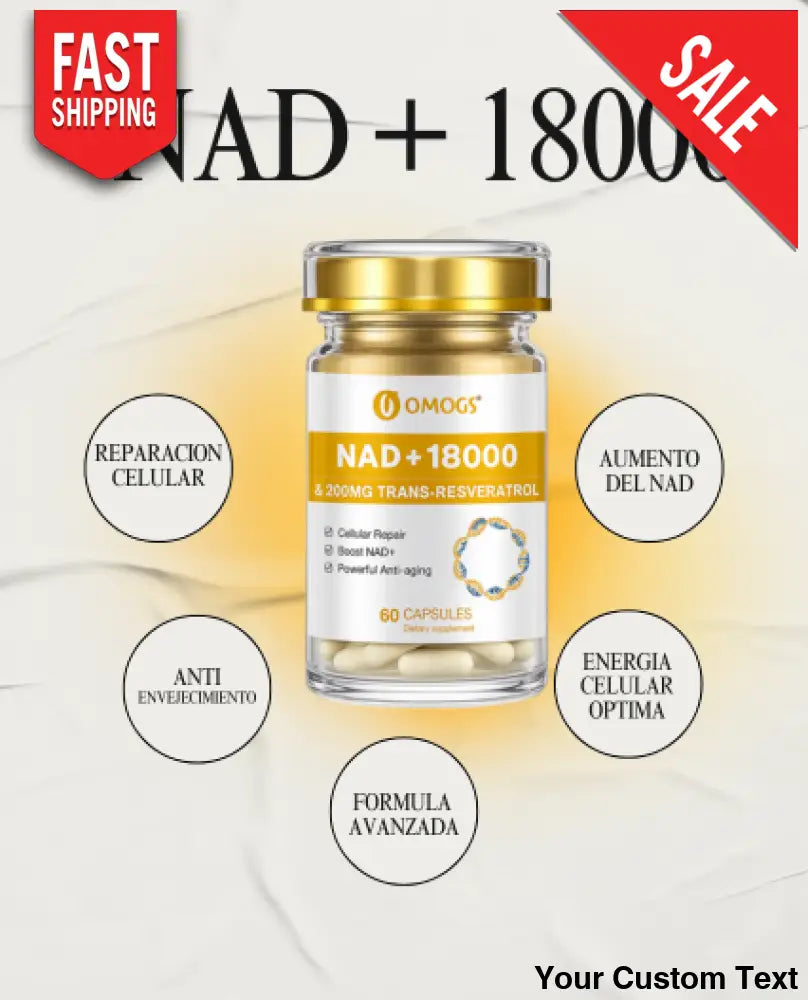 NAD + 300 Mg + Trans-resveratrol 200 mg x 60 Capsulas marca Omogs 60 Pastillas Suplementos y Vitaminas