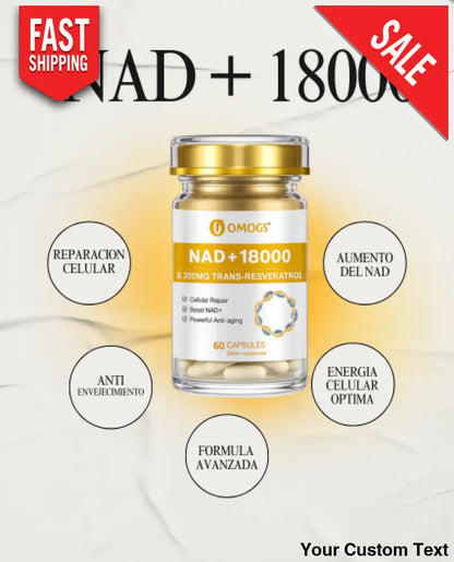 NAD + 300 Mg + Trans-resveratrol 200 mg x 60 Capsulas marca Omogs 60 Pastillas Suplementos y Vitaminas