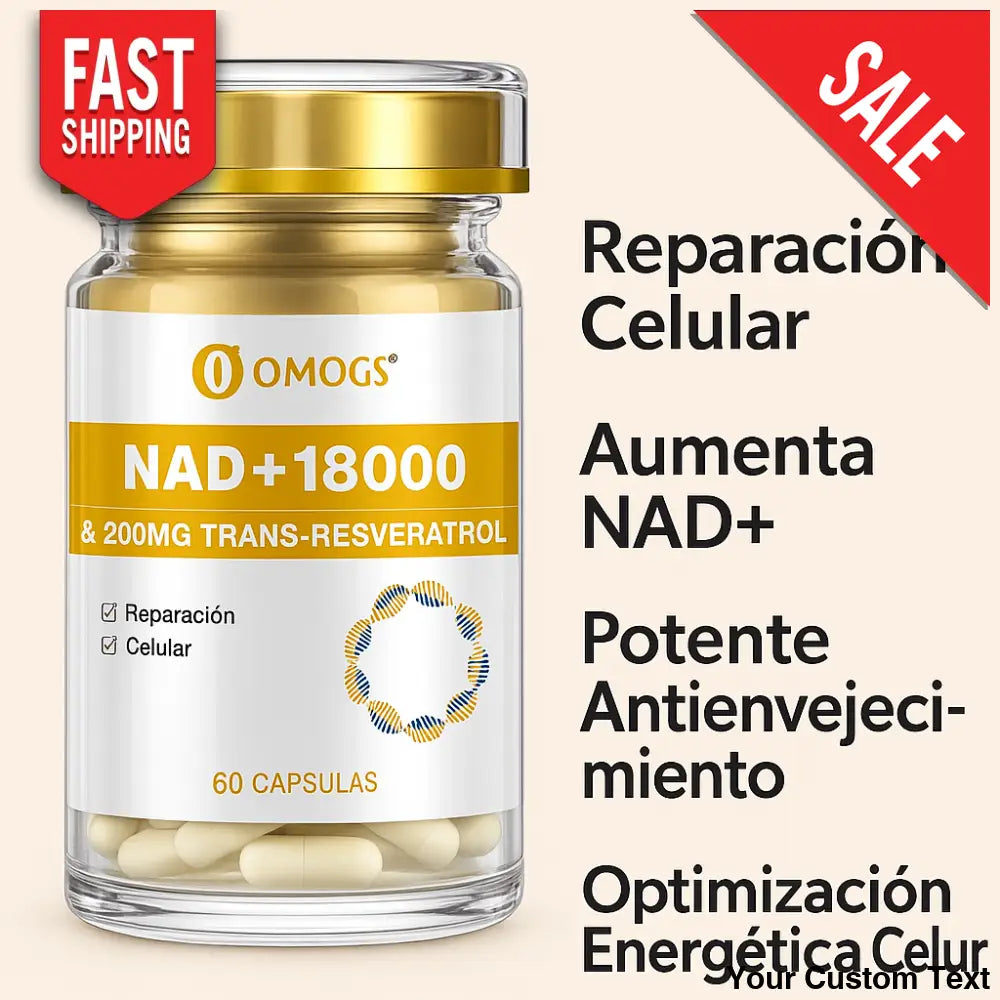 NAD + 300 Mg + Trans-resveratrol 200 mg x 60 Capsulas marca Omogs 60 Pastillas Suplementos y Vitaminas
