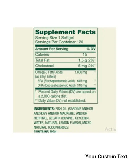 Omega 3 1000 mg marca Spring Valley 120 pastillas - 120 Pastillas - Suplementos y Vitaminas