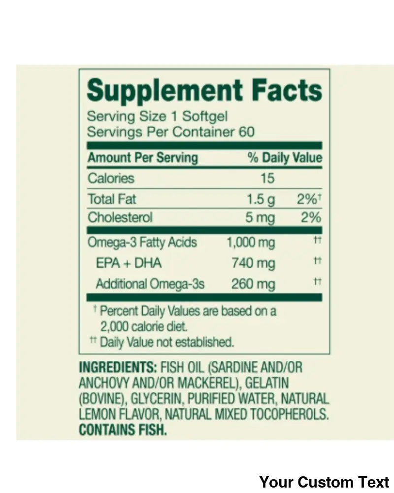 Omega 3 de 1000 mg Spring Valley - 60 pastillas softgel / 12 a 15 dias Hábiles - Suplementos y Vitaminas