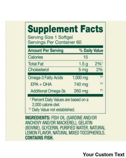 Omega 3 de 1000 mg Spring Valley - 60 pastillas softgel / 12 a 15 dias Hábiles - Suplementos y Vitaminas