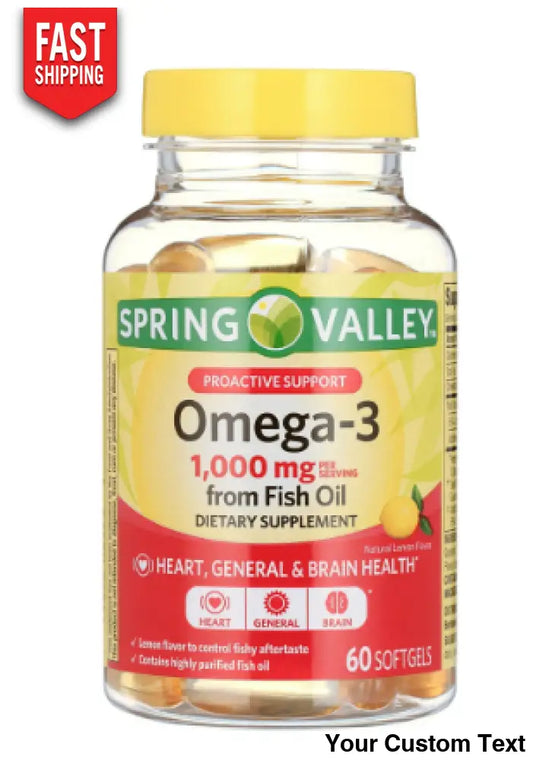Omega 3 de 1000 mg Spring Valley 60 pastillas softgel Suplementos y Vitaminas